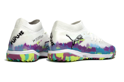 Men's Puma Future 8 Ultimate TF Artificial Turf Low-Tops Football Shoes - White/Purple/Blue
