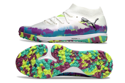 Men's Puma Future 8 Ultimate TF Artificial Turf Low-Tops Football Shoes - White/Purple/Blue