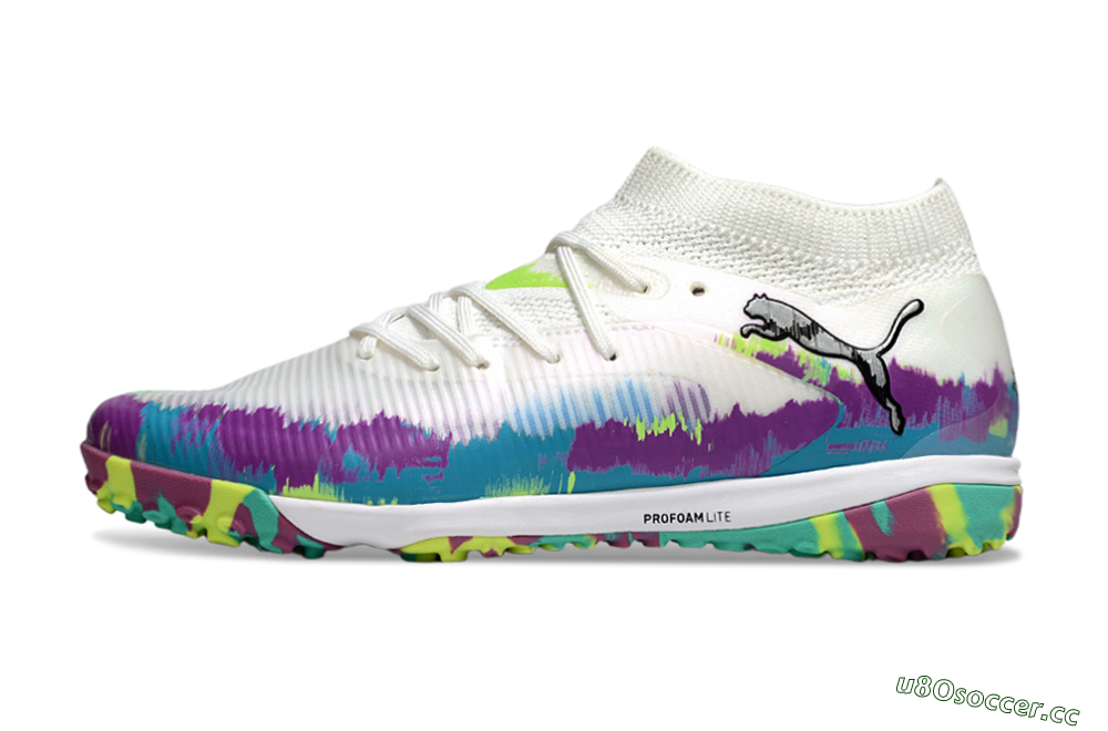 Men's Puma Future 8 Ultimate TF Artificial Turf Low-Tops Football Shoes - White/Purple/Blue 0