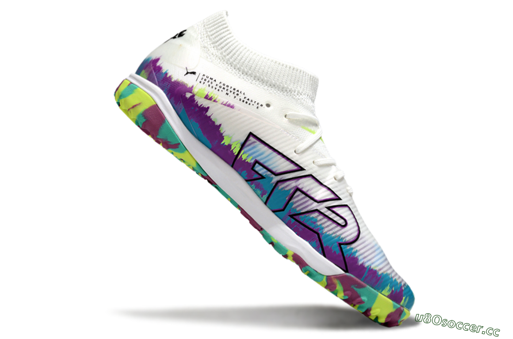 Men's Puma Future 8 Ultimate TF Artificial Turf Low-Tops Football Shoes - White/Purple/Blue 4
