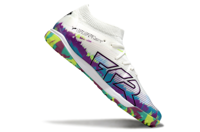 Men's Puma Future 8 Ultimate TF Artificial Turf Low-Tops Football Shoes - White/Purple/Blue