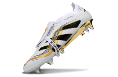 Men's Adidas Predator 25 Elite Foldover Tongue SG Soft Ground Low-Tops Football Boots - White/Black/Gold