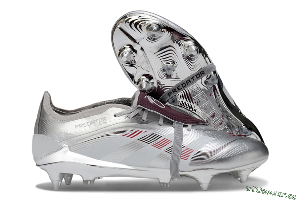 Men's Adidas Predator 25 Elite Foldover Tongue SG Soft Ground Low-Tops Football Boots - Silver/Black/Red 2