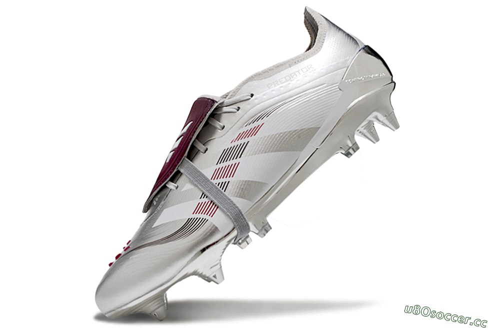 Men's Adidas Predator 25 Elite Foldover Tongue SG Soft Ground Low-Tops Football Boots - Silver/Black/Red 5
