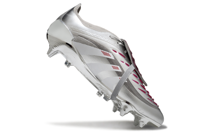 Men's Adidas Predator 25 Elite Foldover Tongue SG Soft Ground Low-Tops Football Boots - Silver/Black/Red