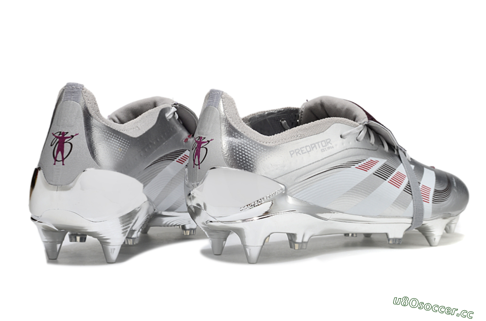 Men's Adidas Predator 25 Elite Foldover Tongue SG Soft Ground Low-Tops Football Boots - Silver/Black/Red 6