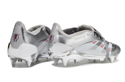Men's Adidas Predator 25 Elite Foldover Tongue SG Soft Ground Low-Tops Football Boots - Silver/Black/Red