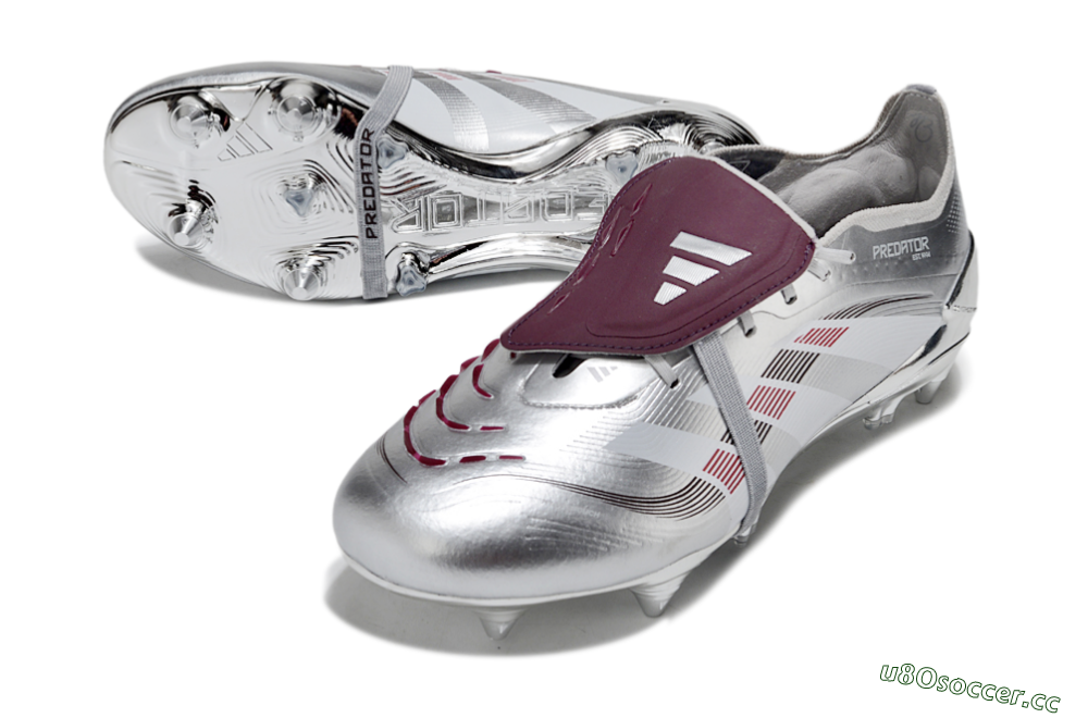 Men's Adidas Predator 25 Elite Foldover Tongue SG Soft Ground Low-Tops Football Boots - Silver/Black/Red 3