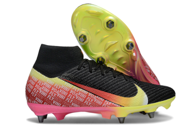 Men's Nike Air Zoom Mercurial Superfly 10 Elite SG Soft Ground High-Tops Football Boots - Black/Yellow/Red