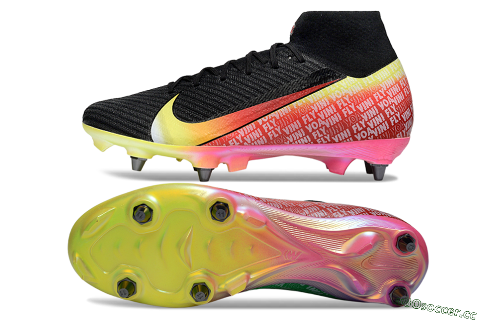 Men's Nike Air Zoom Mercurial Superfly 10 Elite SG Soft Ground High-Tops Football Boots - Black/Yellow/Red 1