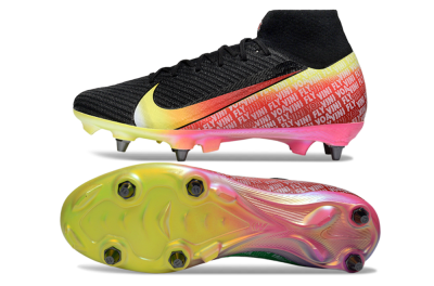 Men's Nike Air Zoom Mercurial Superfly 10 Elite SG Soft Ground High-Tops Football Boots - Black/Yellow/Red