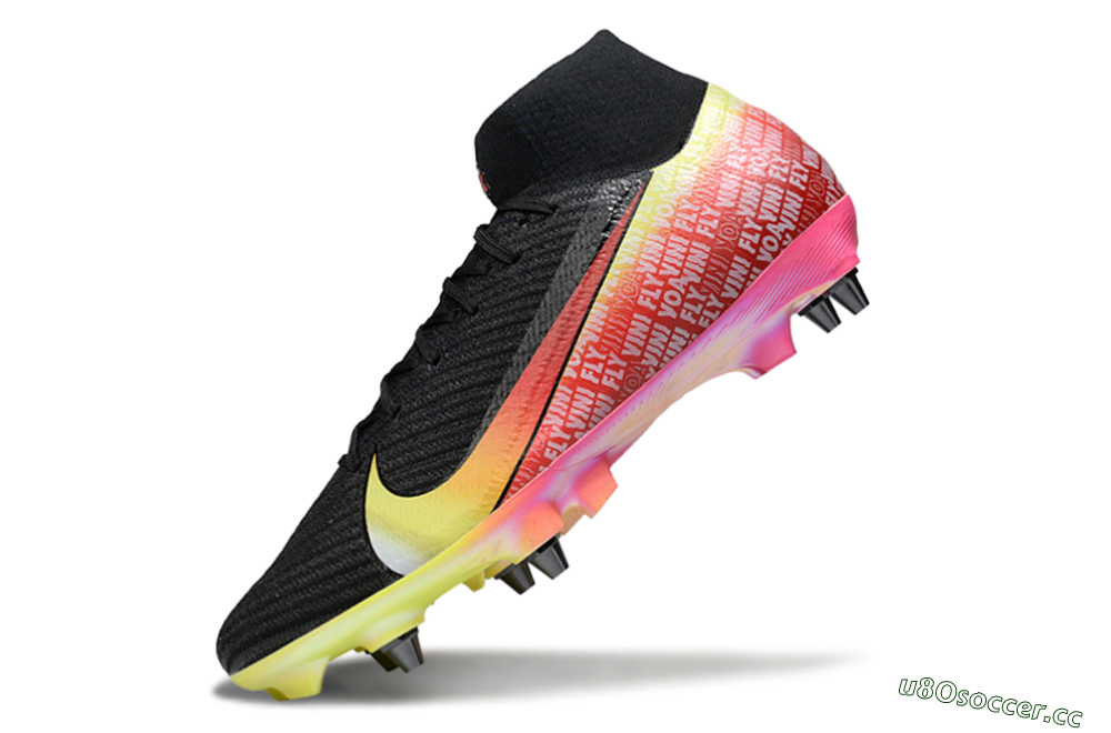 Men's Nike Air Zoom Mercurial Superfly 10 Elite SG Soft Ground High-Tops Football Boots - Black/Yellow/Red 5