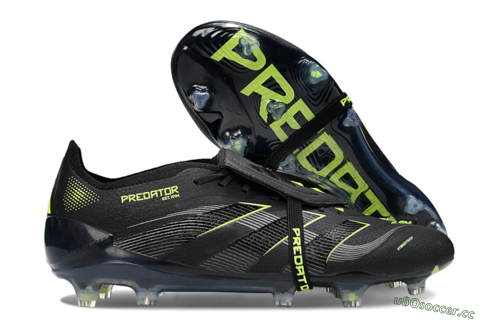 Men's Adidas Predator 25 Elite Foldover Tongue FG Firm Ground Low-Tops Football Boots - Black/Silver/Yellow 2