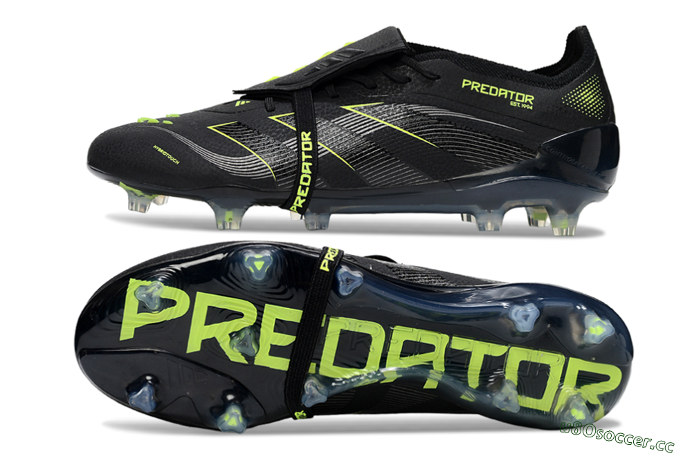Men's Adidas Predator 25 Elite Foldover Tongue FG Firm Ground Low-Tops Football Boots - Black/Silver/Yellow 1