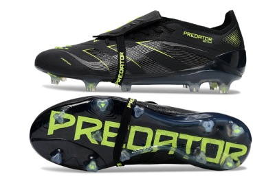 Men's Adidas Predator 25 Elite Foldover Tongue FG Firm Ground Low-Tops Football Boots - Black/Silver/Yellow