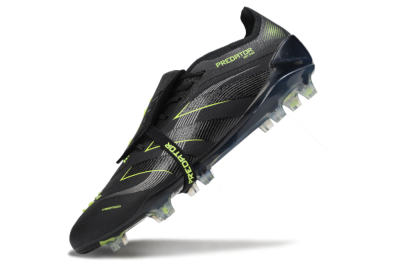 Men's Adidas Predator 25 Elite Foldover Tongue FG Firm Ground Low-Tops Football Boots - Black/Silver/Yellow