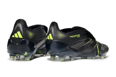 Men's Adidas Predator 25 Elite Foldover Tongue FG Firm Ground Low-Tops Football Boots - Black/Silver/Yellow