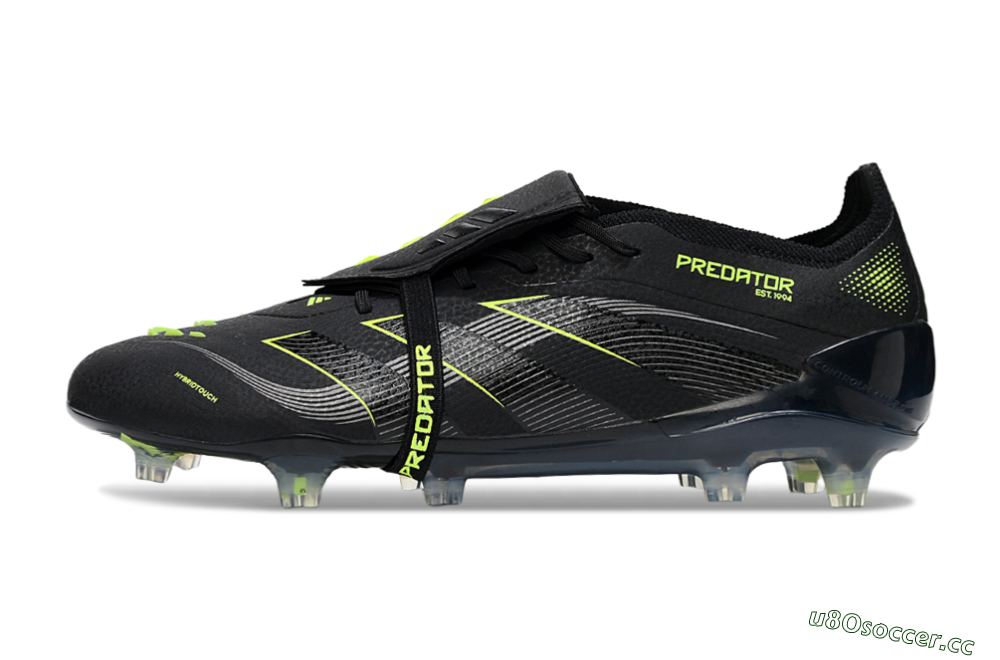Men's Adidas Predator 25 Elite Foldover Tongue FG Firm Ground Low-Tops Football Boots - Black/Silver/Yellow 0