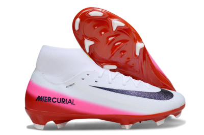 Men's Nike Air Zoom Mercurial Superfly 10 Academy FG Firm Ground High-Tops Football Boots - White/Black/Red