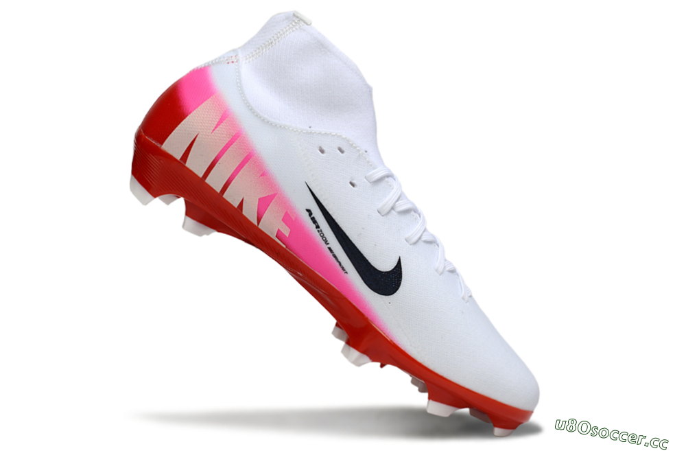Men's Nike Air Zoom Mercurial Superfly 10 Academy FG Firm Ground High-Tops Football Boots - White/Black/Red 4