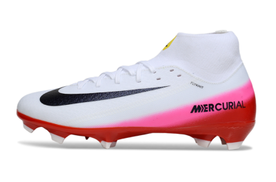 Men's Nike Air Zoom Mercurial Superfly 10 Academy FG Firm Ground High-Tops Football Boots - White/Black/Red