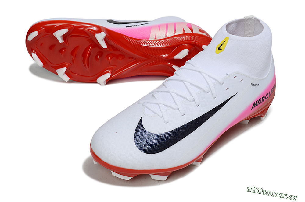 Men's Nike Air Zoom Mercurial Superfly 10 Academy FG Firm Ground High-Tops Football Boots - White/Black/Red 3
