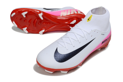 Men's Nike Air Zoom Mercurial Superfly 10 Academy FG Firm Ground High-Tops Football Boots - White/Black/Red