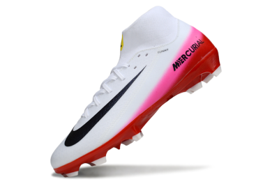 Men's Nike Air Zoom Mercurial Superfly 10 Academy FG Firm Ground High-Tops Football Boots - White/Black/Red