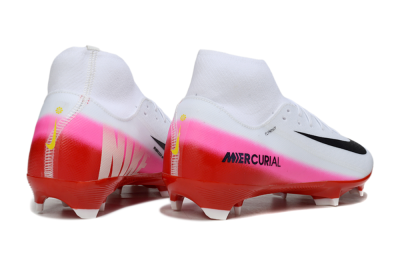 Men's Nike Air Zoom Mercurial Superfly 10 Academy FG Firm Ground High-Tops Football Boots - White/Black/Red