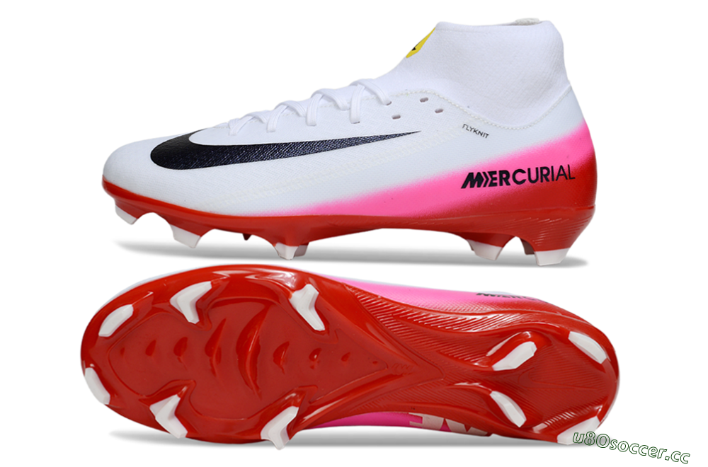 Men's Nike Air Zoom Mercurial Superfly 10 Academy FG Firm Ground High-Tops Football Boots - White/Black/Red 1