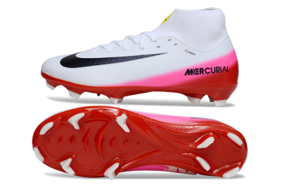 Men's Nike Air Zoom Mercurial Superfly 10 Academy FG Firm Ground High-Tops Football Boots - White/Black/Red