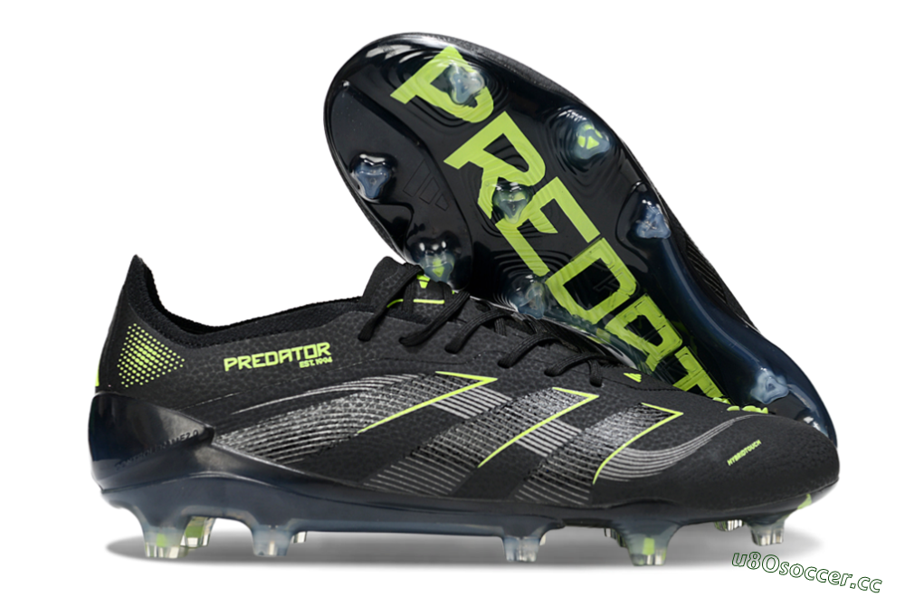 Men's Adidas Predator 25 Elite FG Firm Ground Low-Tops Football Boots - Black/Silver/Yellow 2