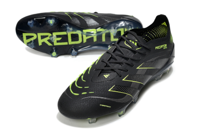 Men's Adidas Predator 25 Elite FG Firm Ground Low-Tops Football Boots - Black/Silver/Yellow