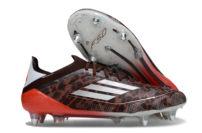 Men's Adidas F50 Elite SG Soft Ground Low-Tops Football Boots - Leopard/Red/Silver