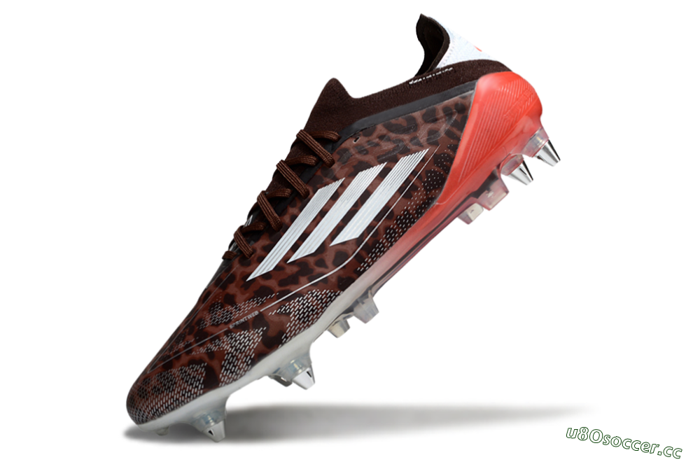 Men's Adidas F50 Elite SG Soft Ground Low-Tops Football Boots - Leopard/Red/Silver 5