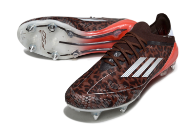 Men's Adidas F50 Elite SG Soft Ground Low-Tops Football Boots - Leopard/Red/Silver
