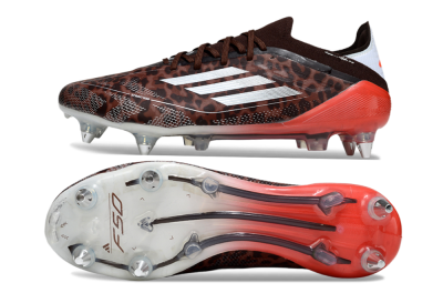 Men's Adidas F50 Elite SG Soft Ground Low-Tops Football Boots - Leopard/Red/Silver