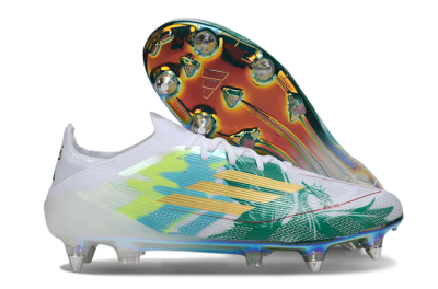 Men's Adidas F50 Elite SG Soft Ground Low-Tops Football Boots - White/Green/Gold