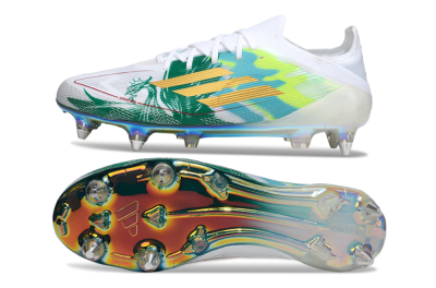 Men's Adidas F50 Elite SG Soft Ground Low-Tops Football Boots - White/Green/Gold