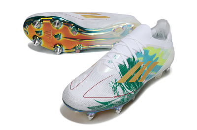 Men's Adidas F50 Elite SG Soft Ground Low-Tops Football Boots - White/Green/Gold