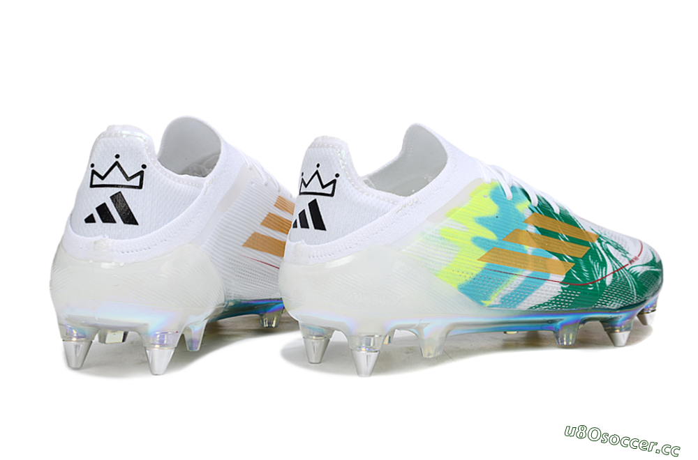 Men's Adidas F50 Elite SG Soft Ground Low-Tops Football Boots - White/Green/Gold 6