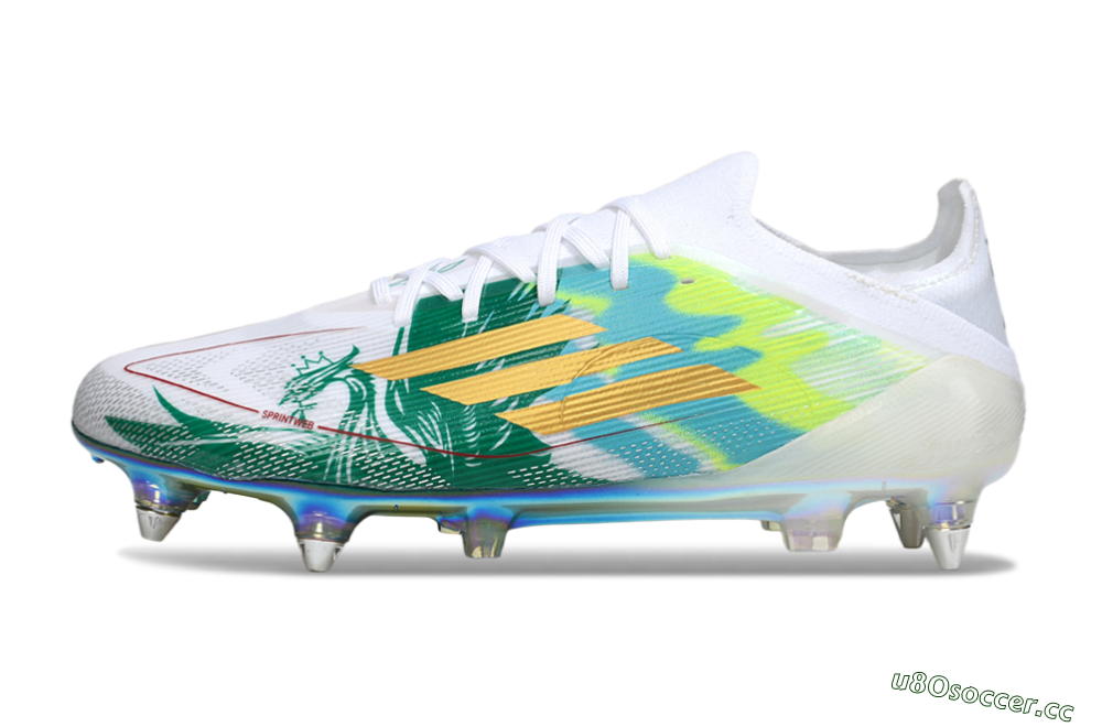 Men's Adidas F50 Elite SG Soft Ground Low-Tops Football Boots - White/Green/Gold 0