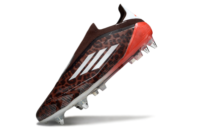 Men's Adidas F50 Elite Laceless SG Soft Ground Low-Tops Football Boots - Leopard/Red/Silver