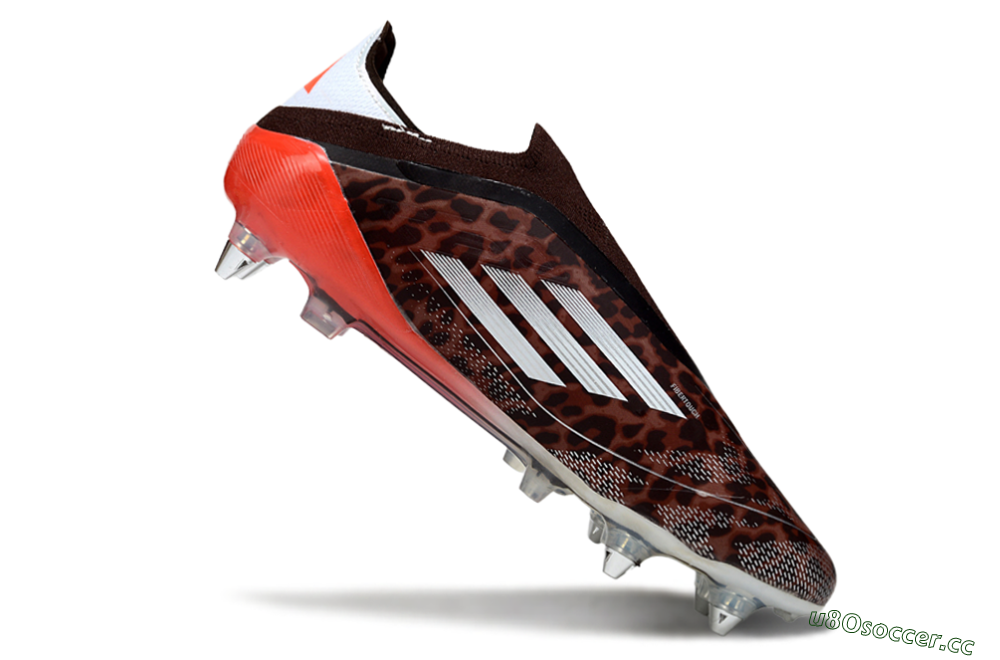 Men's Adidas F50 Elite Laceless SG Soft Ground Low-Tops Football Boots - Leopard/Red/Silver 4