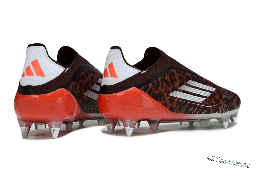 Men's Adidas F50 Elite Laceless SG Soft Ground Low-Tops Football Boots - Leopard/Red/Silver 6