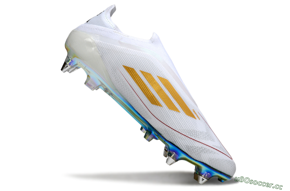 Men's Adidas F50 Elite Laceless SG Soft Ground Low-Tops Football Boots - White/Green/Gold 4