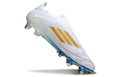 Men's Adidas F50 Elite Laceless SG Soft Ground Low-Tops Football Boots - White/Green/Gold
