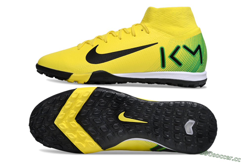 Unisex Nike Air Zoom Mercurial Superfly 10 Elite TF Artificial Turf High-Tops Football Shoes - Yellow/Black/Green 1