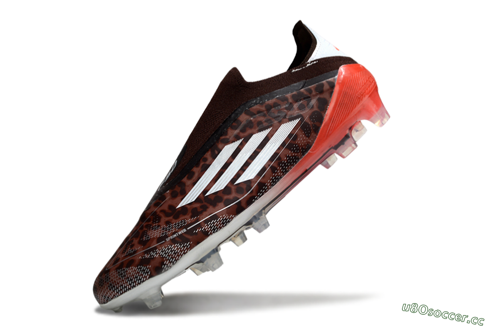 Unisex Adidas F50 Elite Laceless FG Firm Ground Low-Tops Football Boots - Leopard/Red/Silver 5