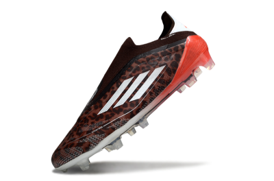Unisex Adidas F50 Elite Laceless FG Firm Ground Low-Tops Football Boots - Leopard/Red/Silver
